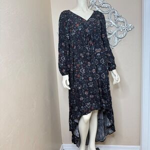 Love Stitch‎ Bohemian Hi Low Floral Dress Maxi Lined Comfortable Lagenlook